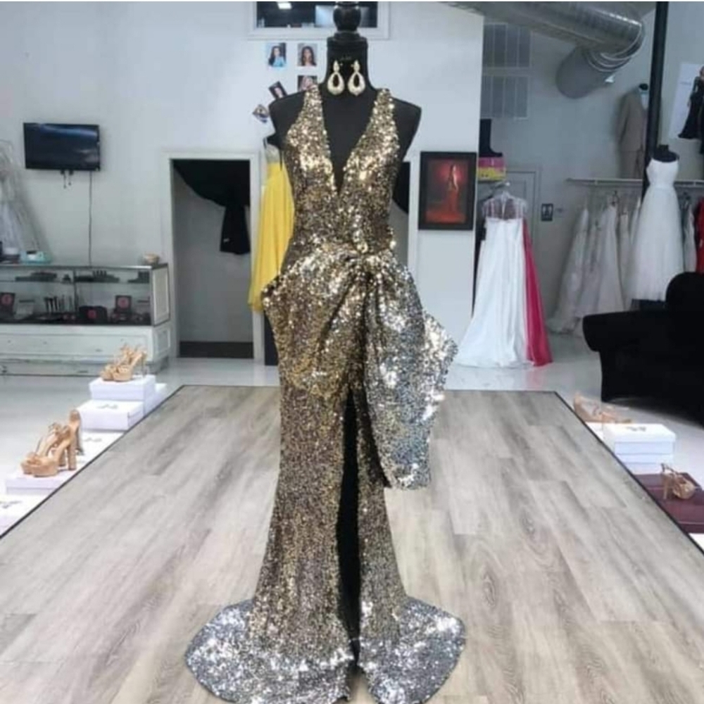 Sequin halter gown